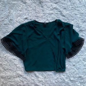 Forever 21 Teal Surplice Blouse